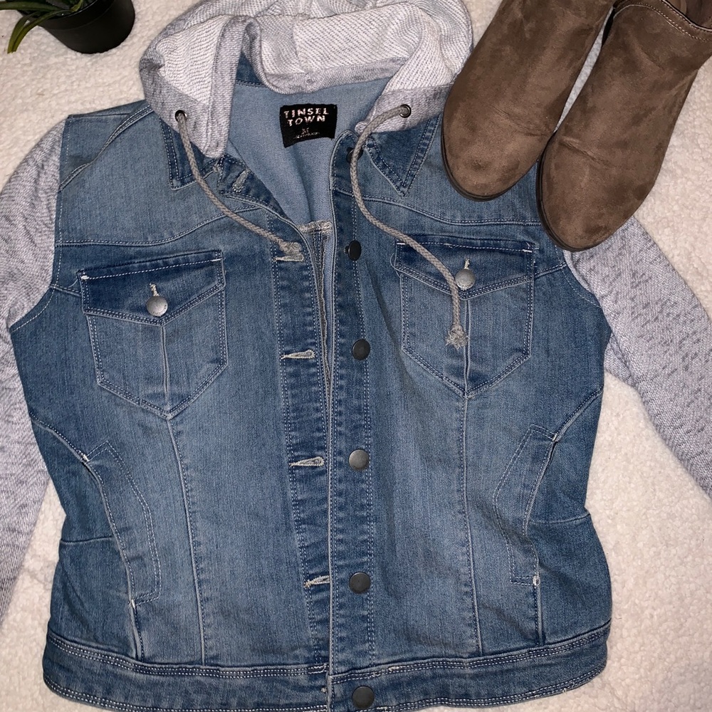 Grey and denim jacket